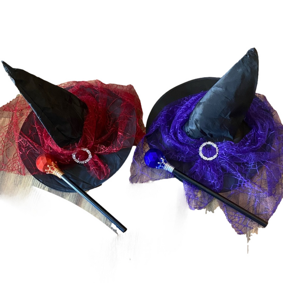 Accessories - Set of TWO Witch Hats and Matching Wands